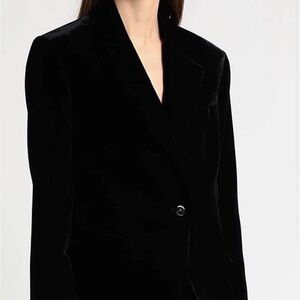 Sandro Black Velvet Tailored Single-Button Blazer